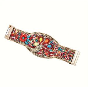Boho-Chic Handmade Colorful Beaded Bracelet With Magnetic Clasp